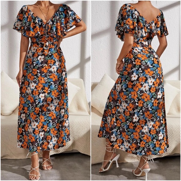 BellanBlue Dresses & Skirts - Plus Floral Print Ruffle Maxi Dress